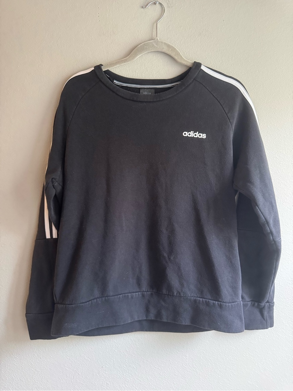 adidas Black Crewneck Sweatshirt with White Stripe Accents